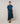 Lange asymmetrische rok van bedrukt canvas - Blauw