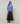 Oversized wollen trui met V-hals - Horizon Blue