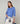 Driekleurige trui met ronde hals van merinowol - Horizon Blue