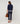 Vest in twee materialen - Marineblauw